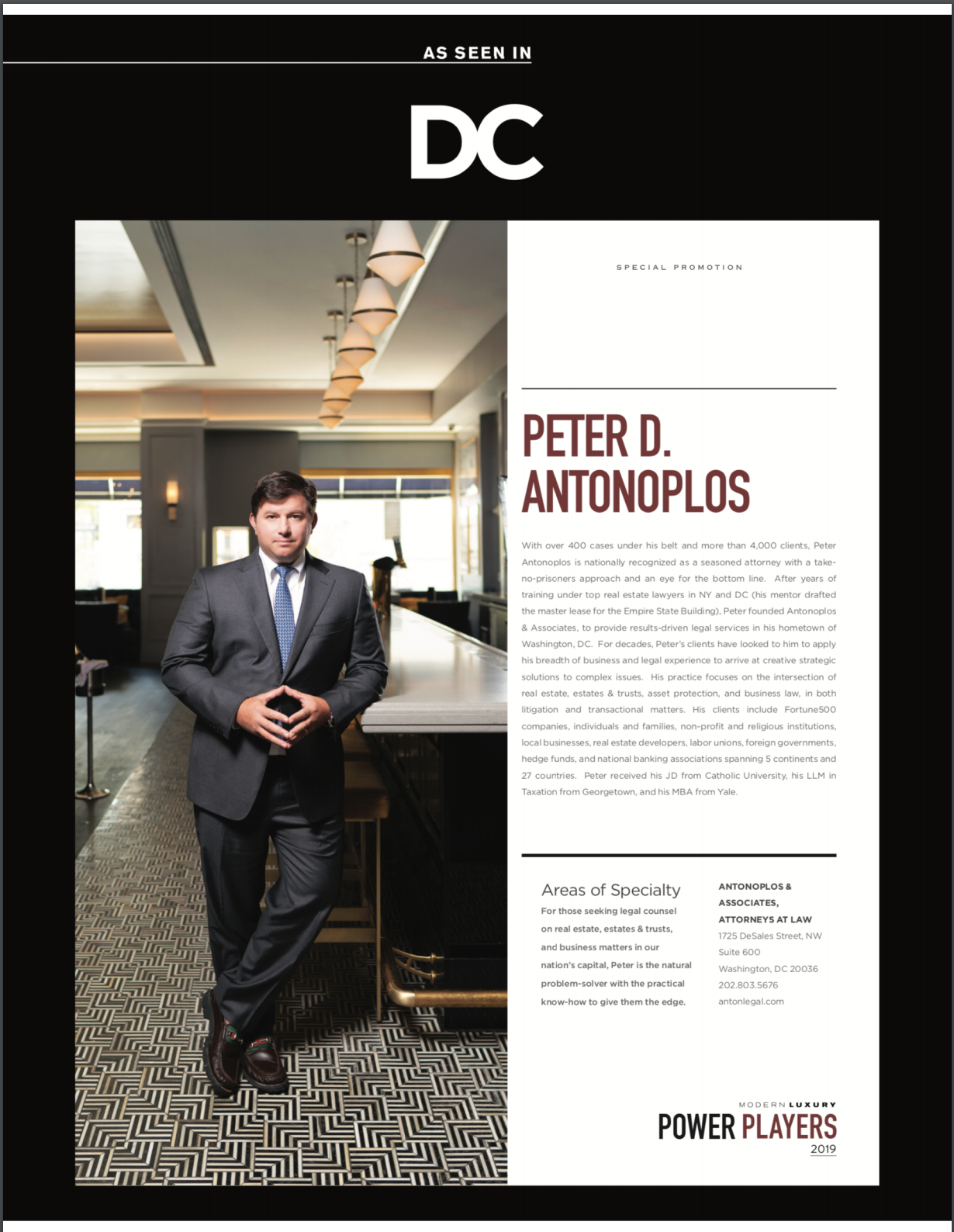 Peter Antonoplos Named DC Power Player Washington DC Legal Article Featured Image by Antonoplos & Associates