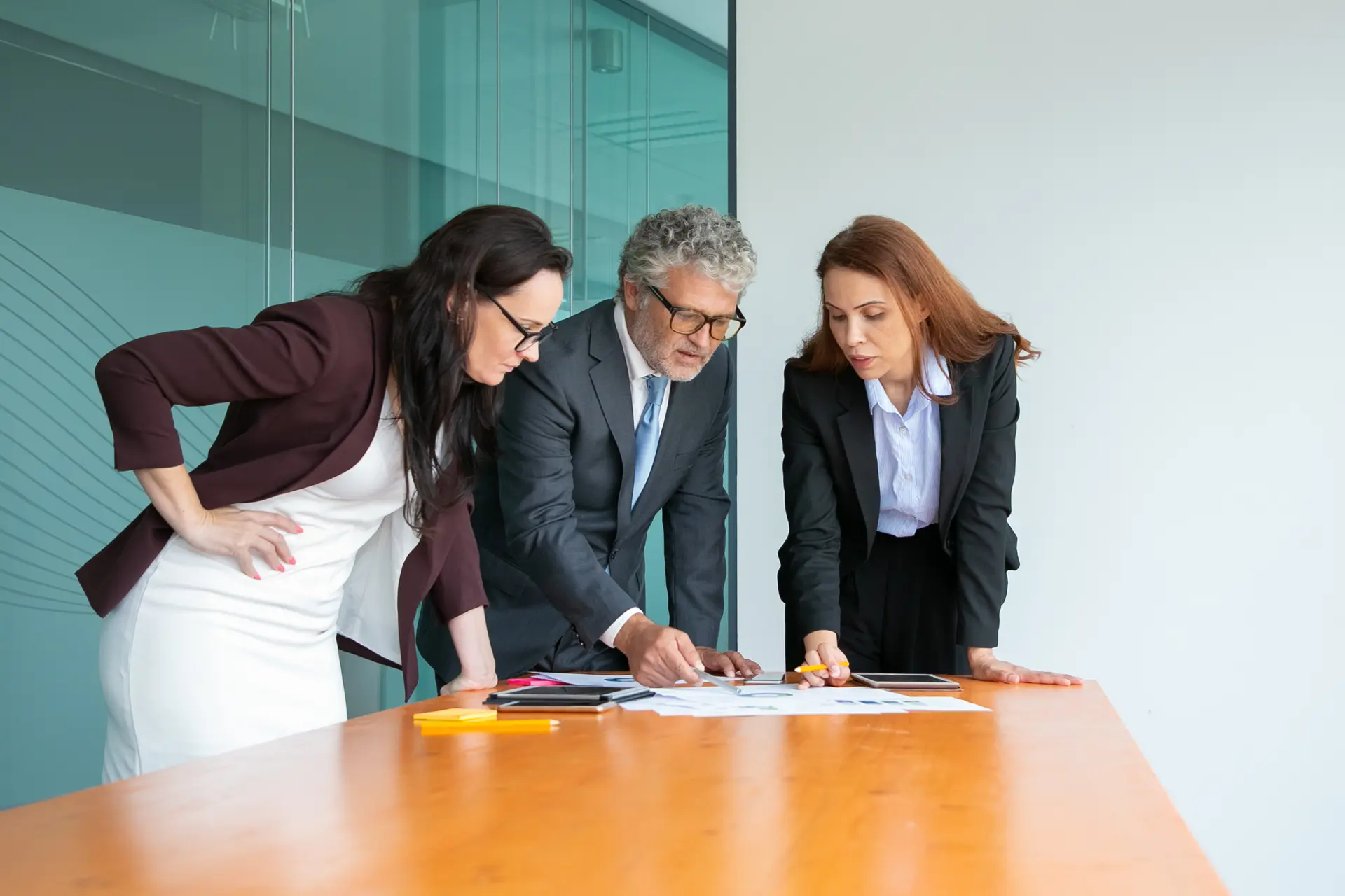 Lawyers analyzing evidence and preparing for a court hearing