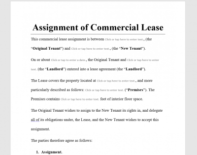 Assignment of Commercial Lease