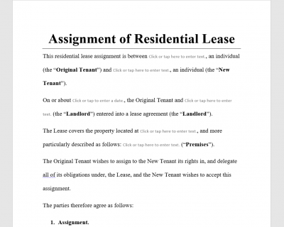 Assignment of Residential Lease