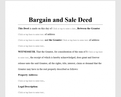 Bargain and Sale Deed