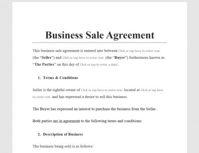 Business Sale Agreement