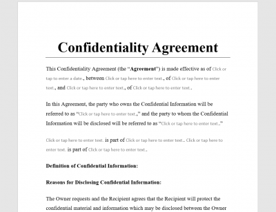 Confidentiality agreement