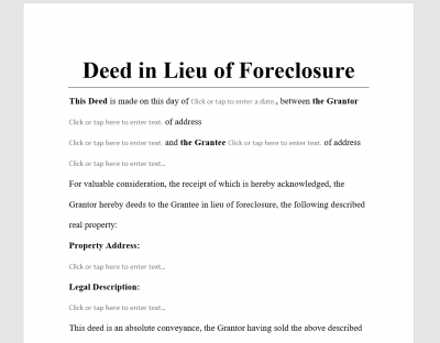 Deed in Lieu of Foreclosure