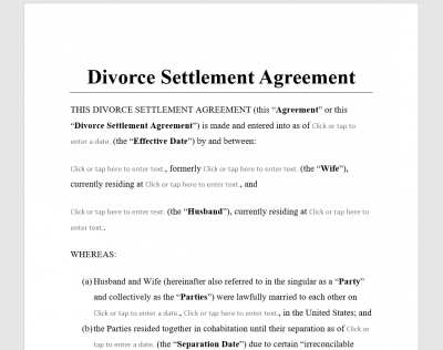 Divorce Settlement Agreement