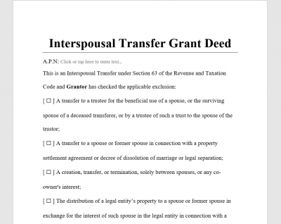 Inter-spousal Transfer Grant Deed