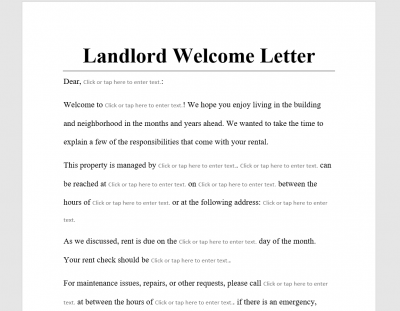 Landlord Welcome Letter