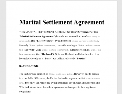Marital Settlement Agreement