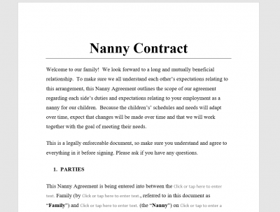 Nanny Contract