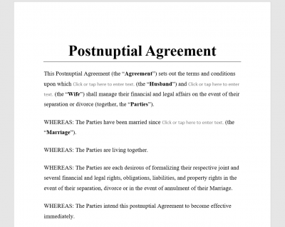 Postnuptial Agreement