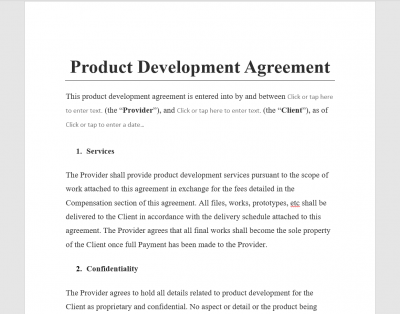 Product Development Agreement