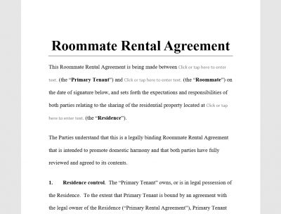 Roommate Rental Agreement