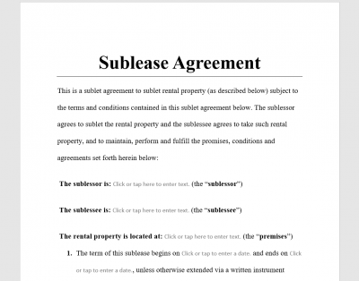 Sublease Agreement